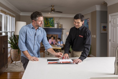 CMR Mechanical technical speaking with customer.